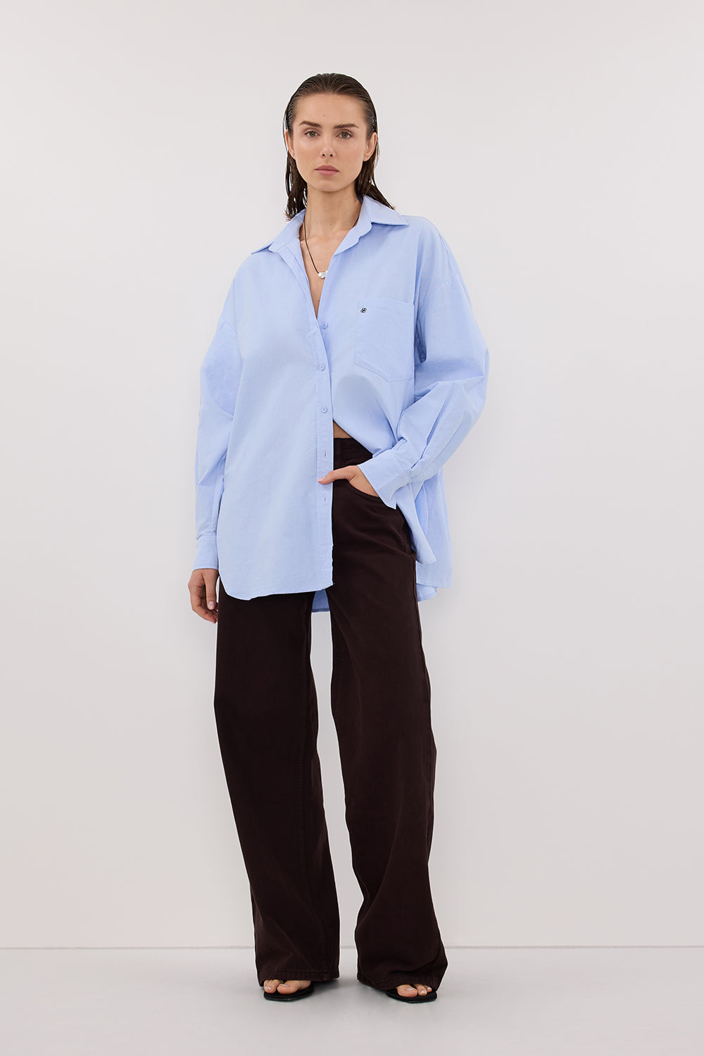 RHEA BLUE COTTON SHIRT – DISSH