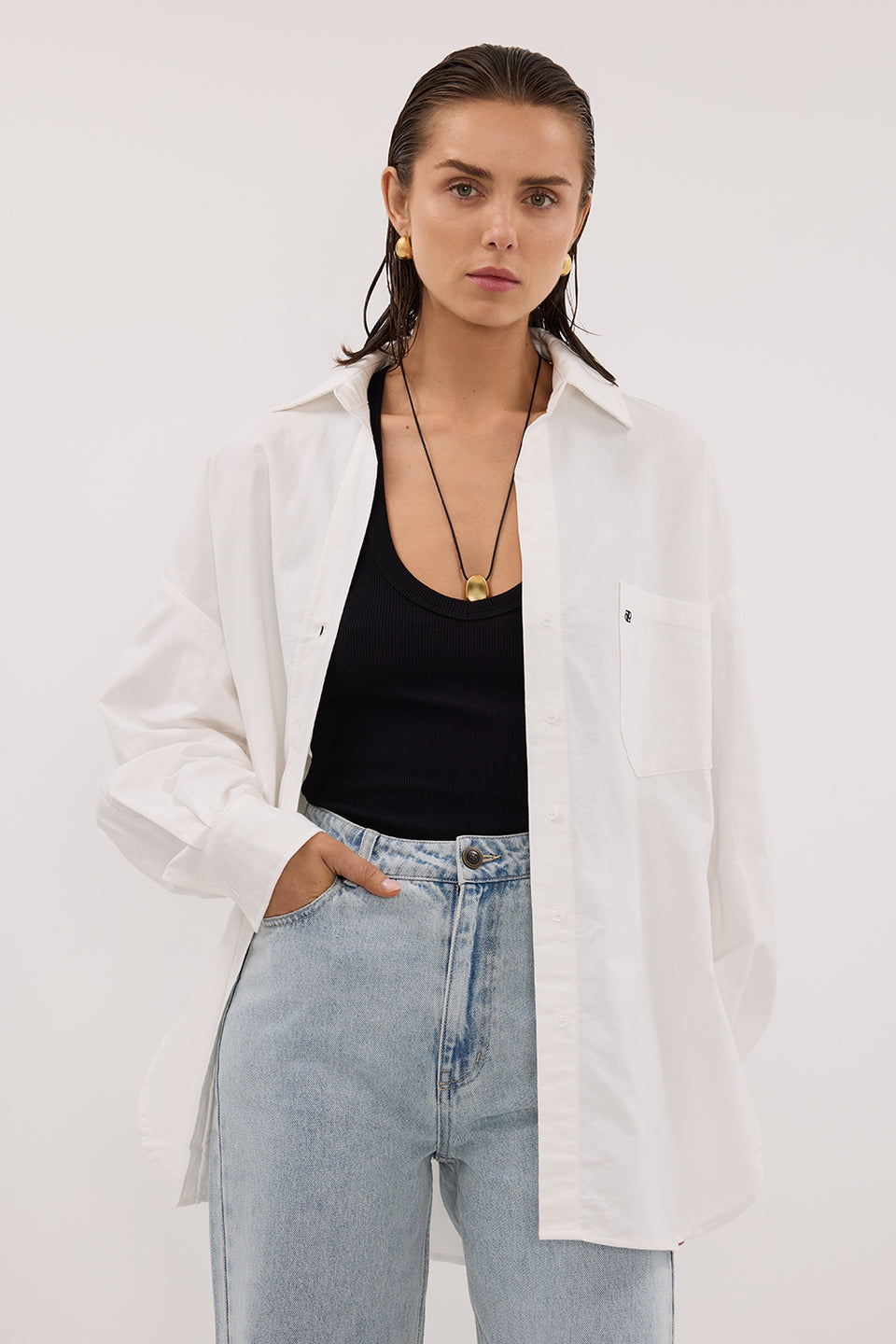 RHEA WHITE OVERSIZED COTTON SHIRT
