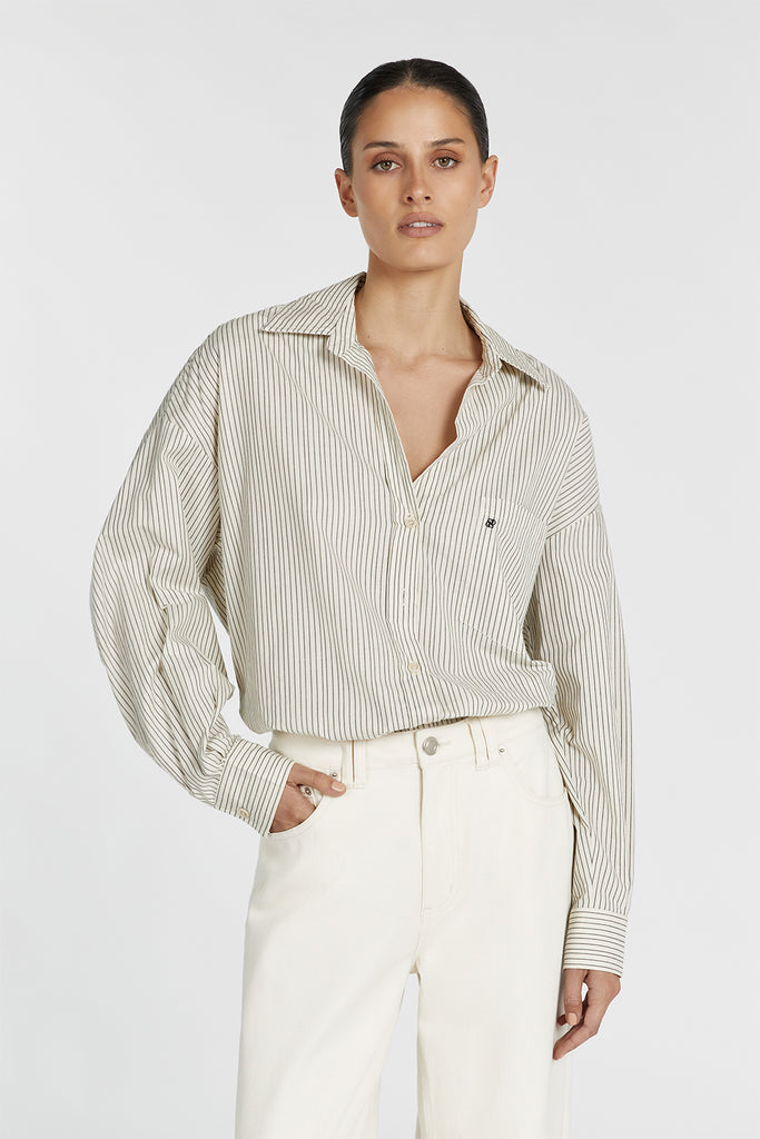 Playa Cream Abstract Collared Shirt