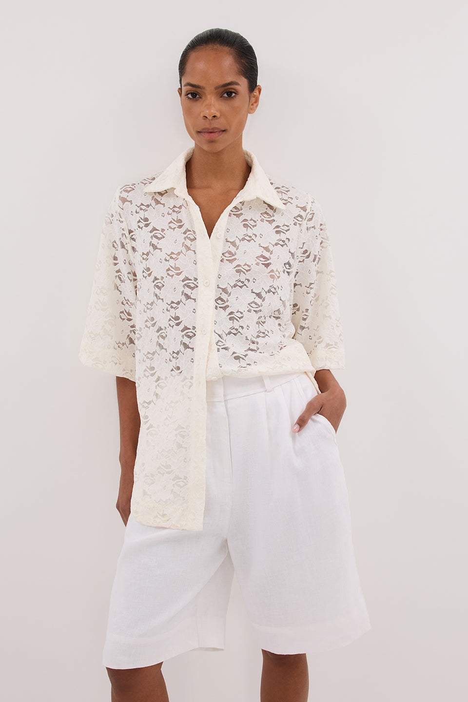 LOULA WHITE LACE SHIRT