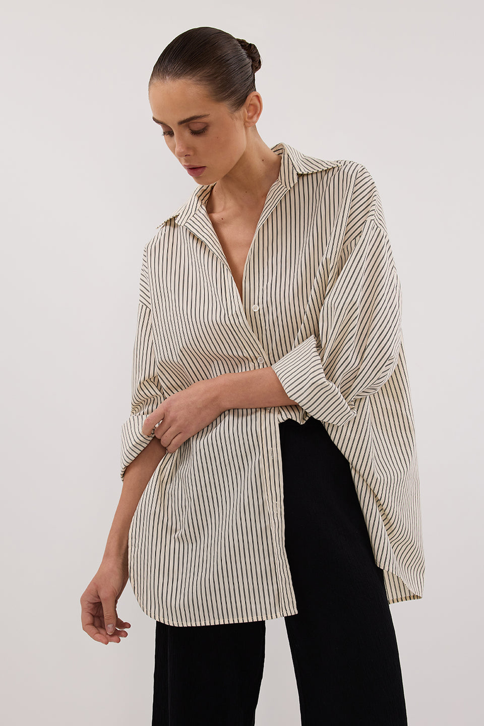 PALMA CREAM OVERSIZED SILK BLEND SHIRT