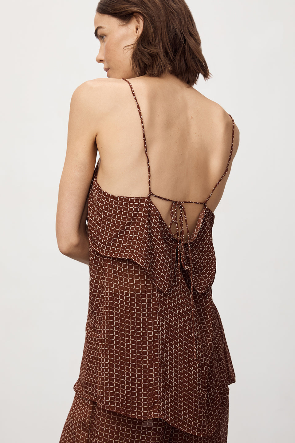 TIA SAHARA SLEEVELESS MICRO CHECK CAMI TOP