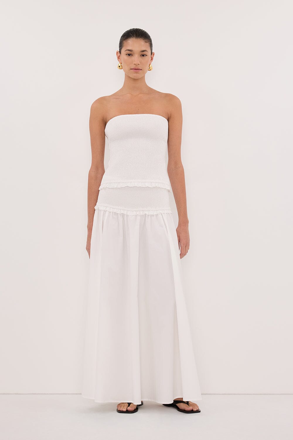 EDIE WHITE POPLIN STRAPLESS TOP – DISSH