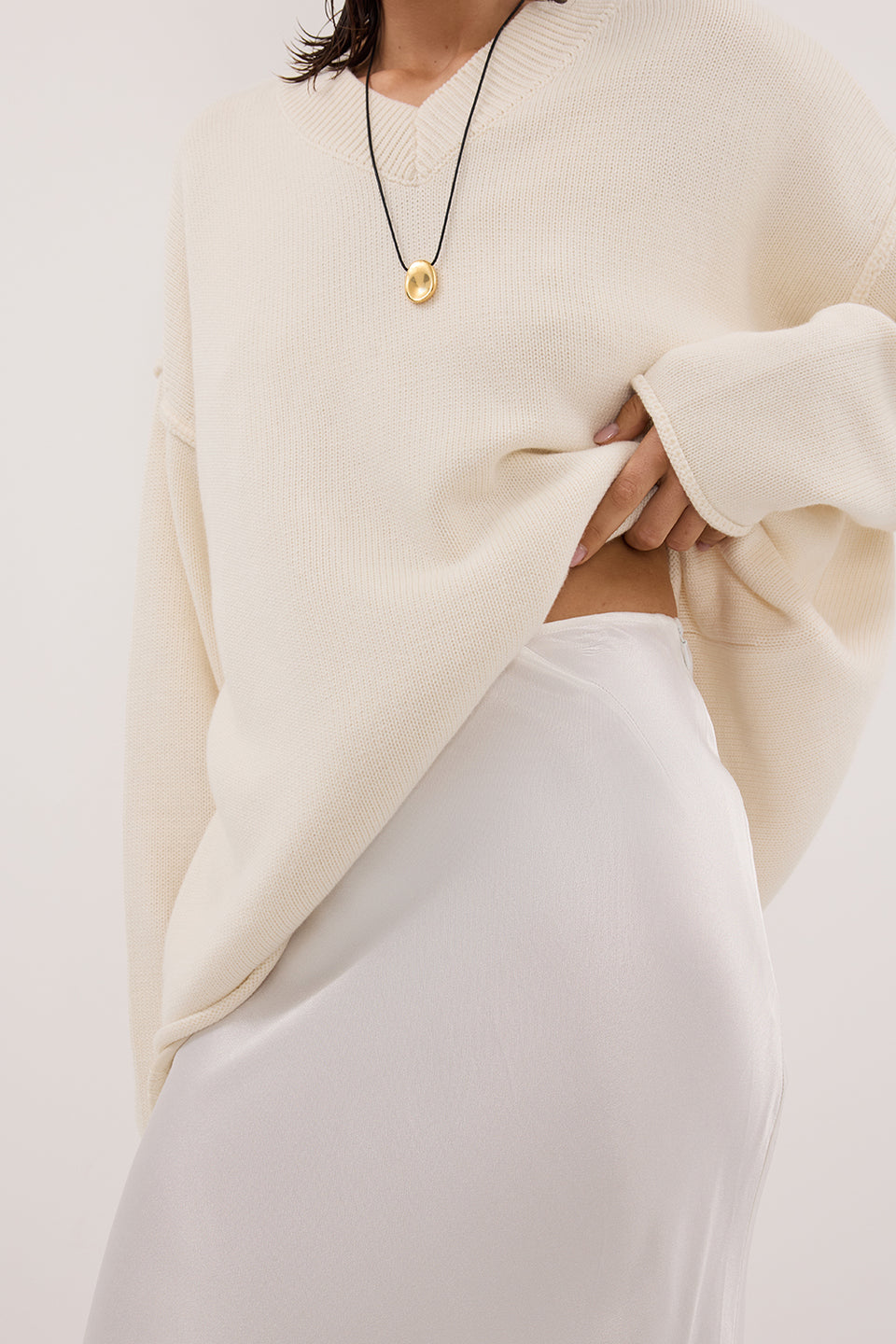 CHARLI WHITE SATIN MAXI SKIRT