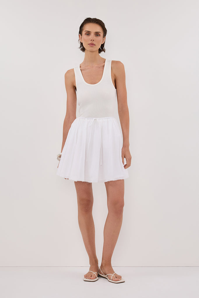 White Drawstring Skirt Little Words White Mini Skirt Little Words 2025