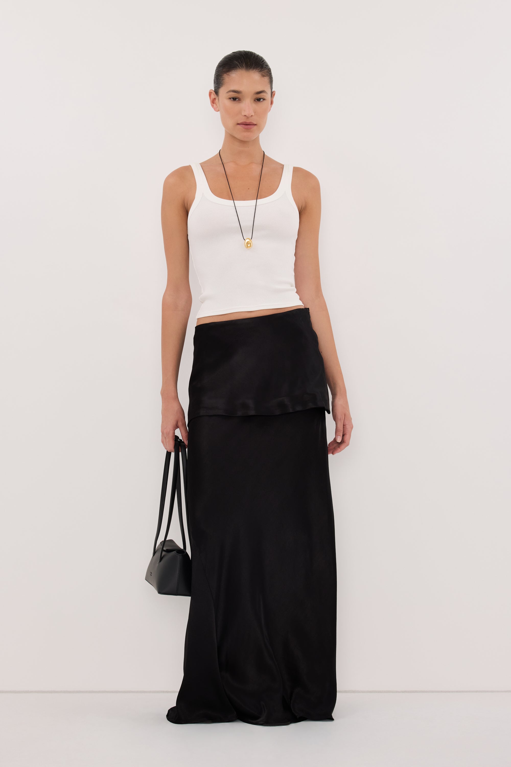 JELENA BLACK SATIN OVERLAY SKIRT – DISSH