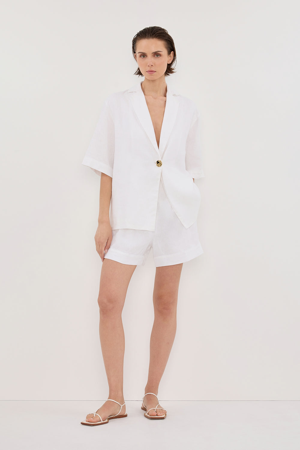 white linen dress shorts ALONDRA SHORT – DISSH Baby Girl Clothes Color 1:Light Grey Hot Pink Crossed Bodice The Elodie Embroidered Linen