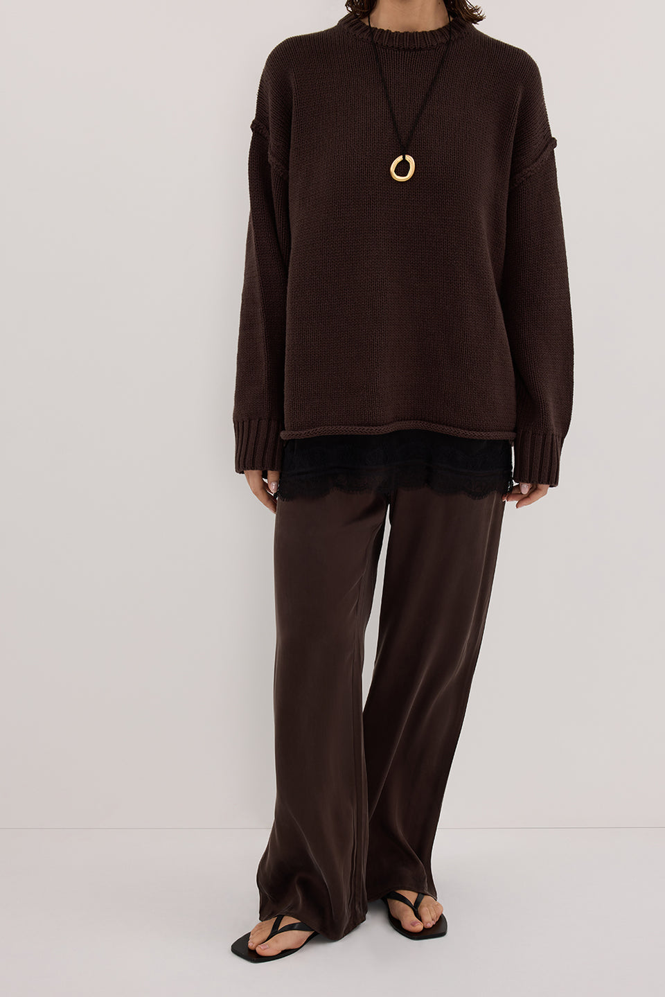 PERCY BITTER CHOC SILK PANT