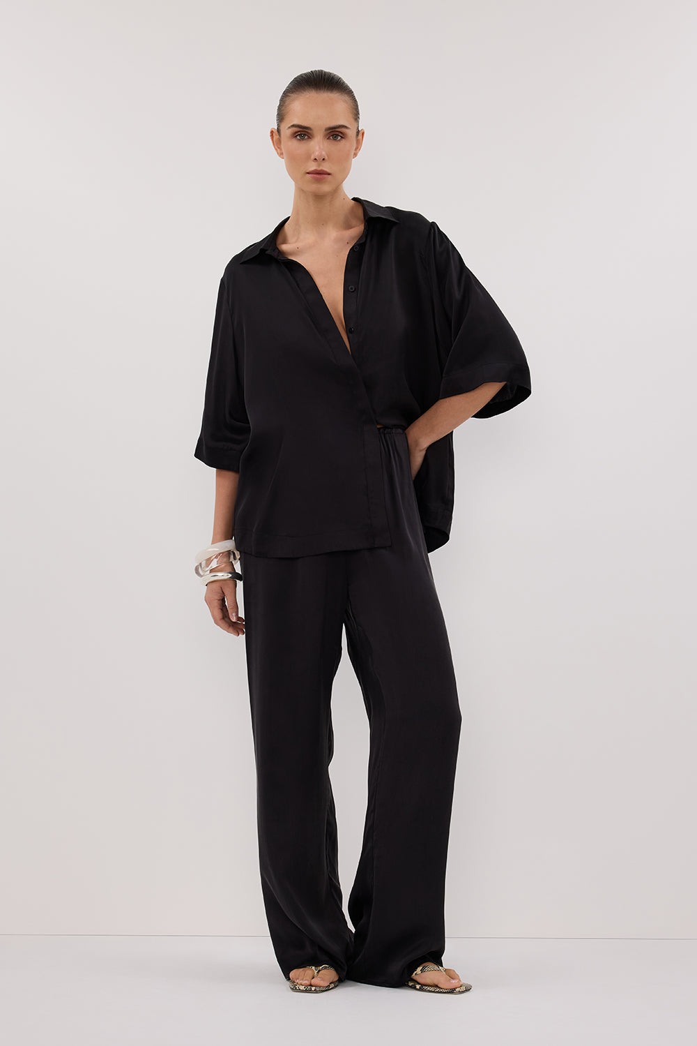 Percy Silk Pant in Black By DISSH