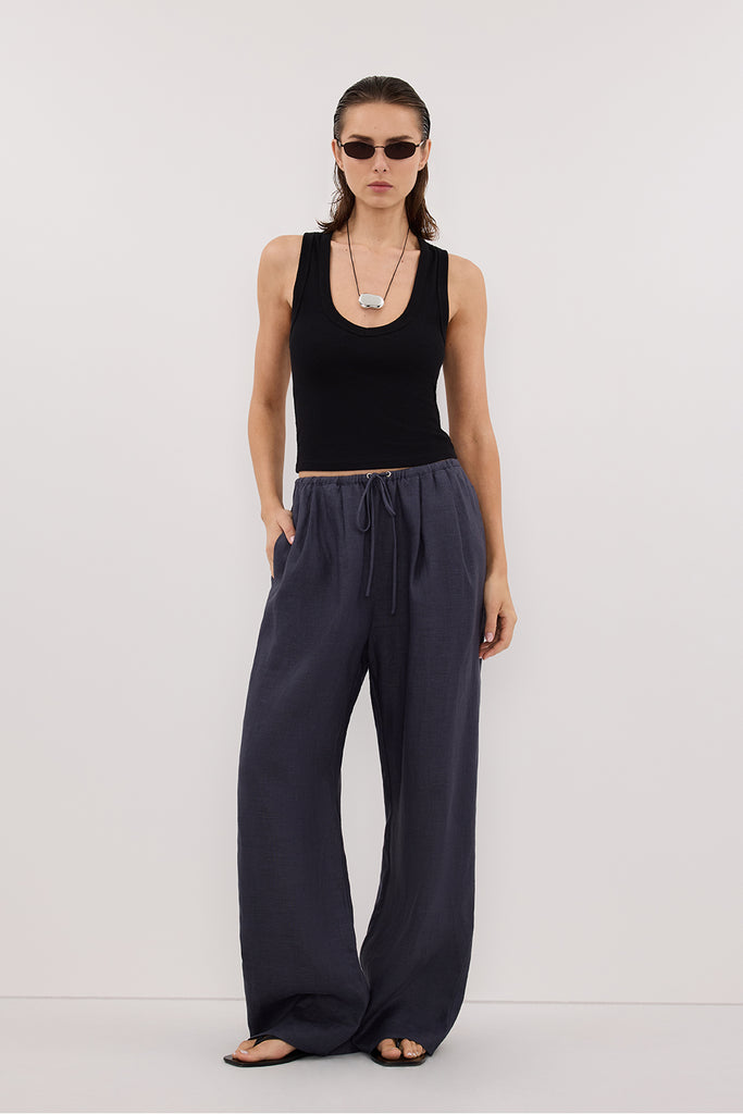 Sahara Linen Drawstring Pants - Indigo main image 0