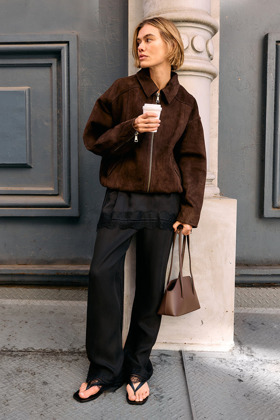 ANDREA BLACK CUPRO LACE PANT