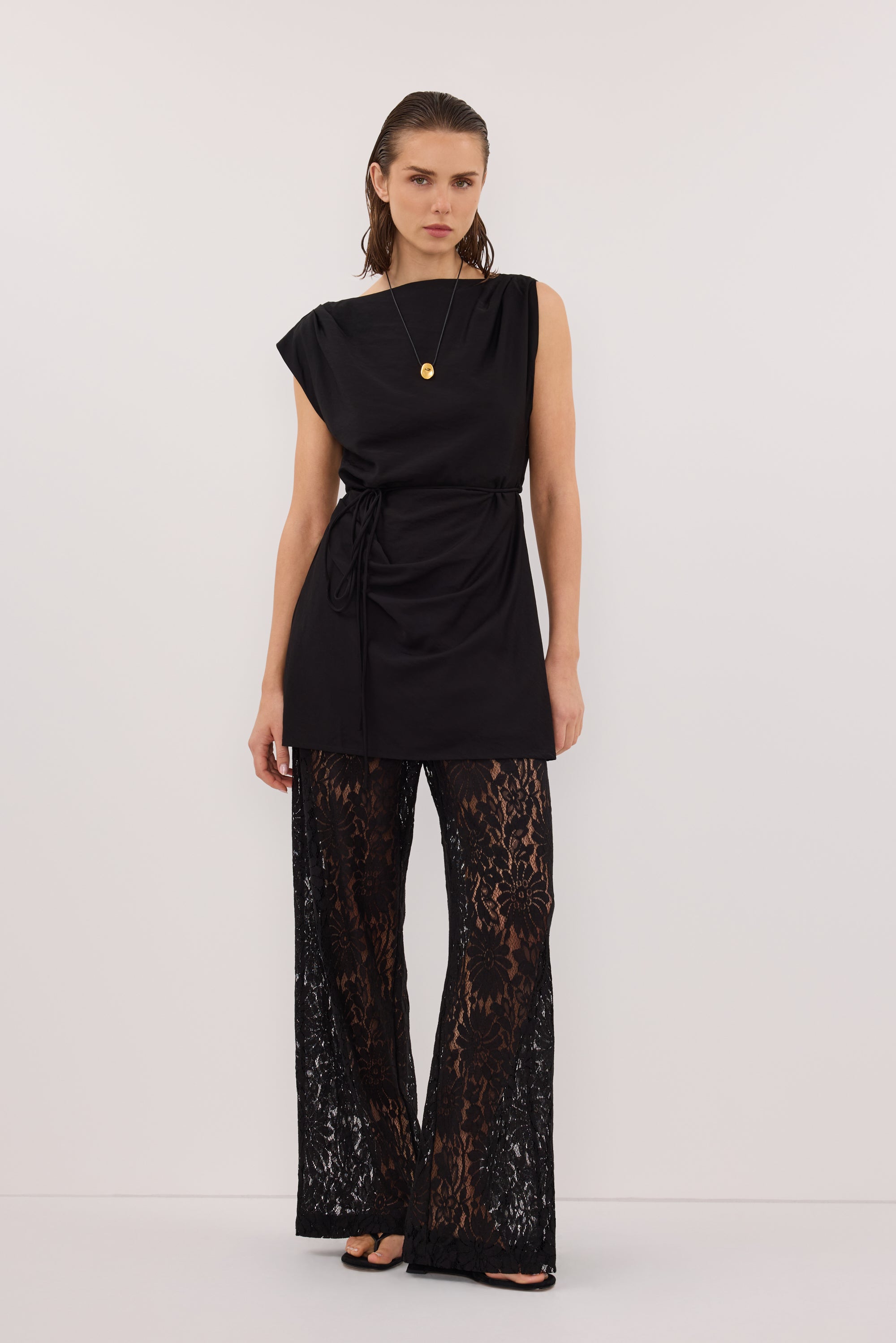 Marmo Draped Mini Dress in Black By DISSH Marmo Draped Mini Dress in Black By DISSH