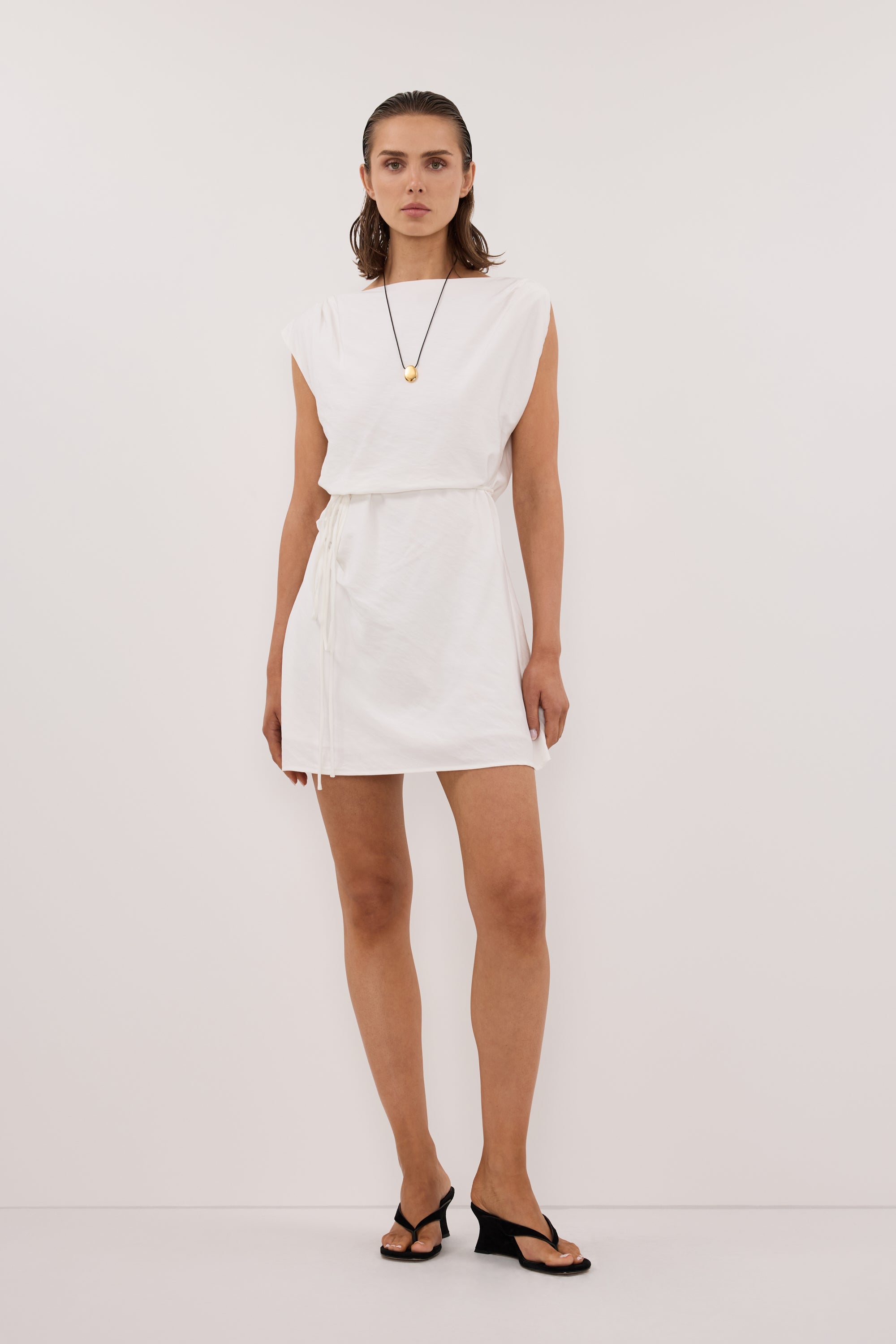 marmo black draped mini dress MARMO CHOCOLATE DRAPED MINI DRESS