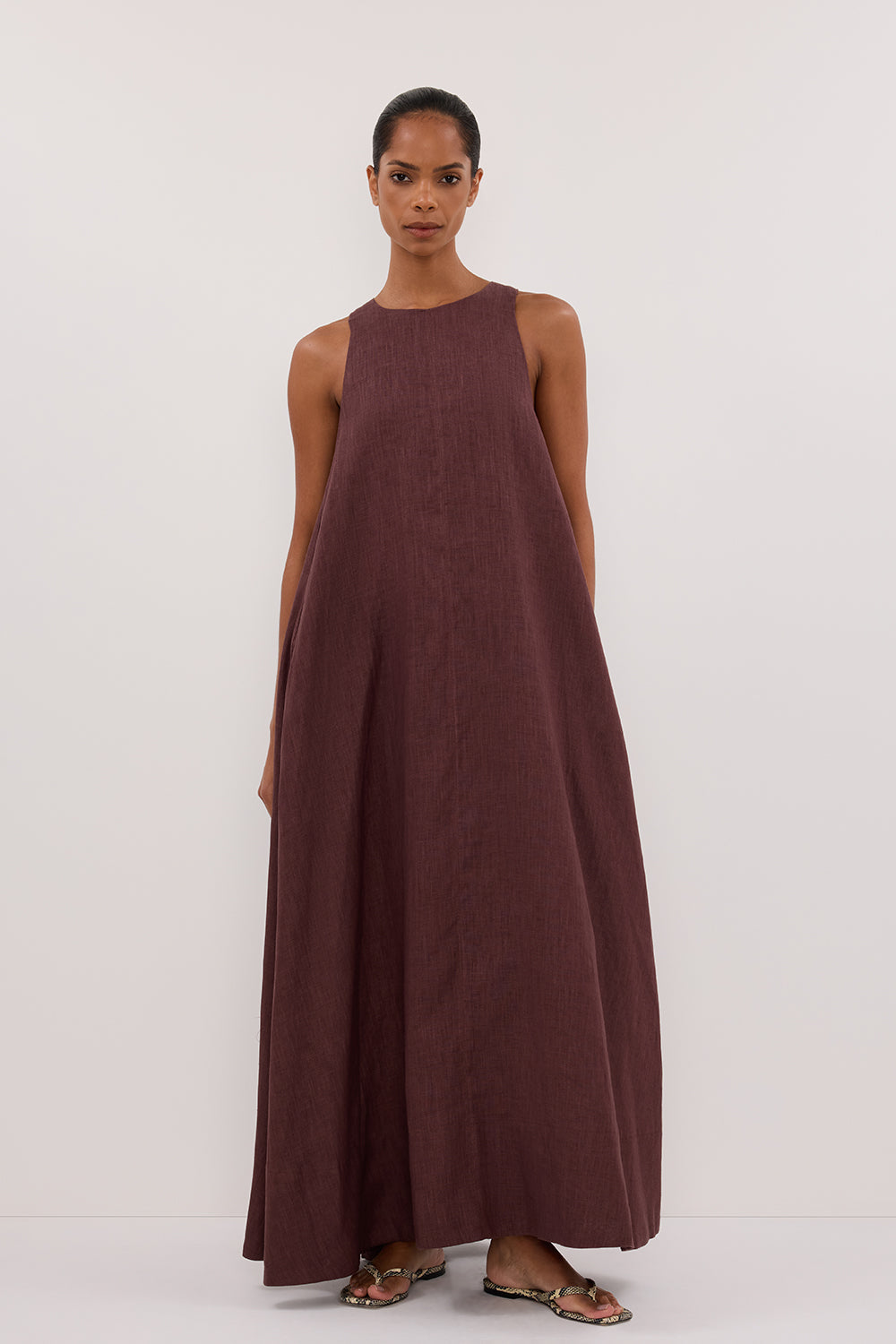ISABELLE WALNUT LINEN MIDI DRESS DISSH ISABELLE WALNUT LINEN MIDI DRESS DISSH
