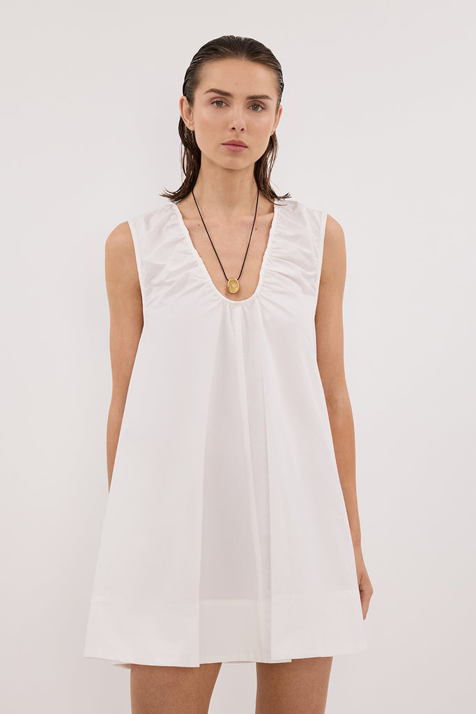 GABBY WHITE COTTON MINI DRESS