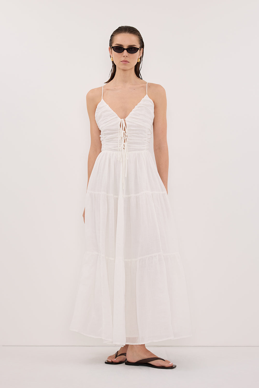 Marnie Ramie Sleeveless Midi Dress in White By DISSH Marnie Ramie Sleeveless Midi Dress in White By DISSH