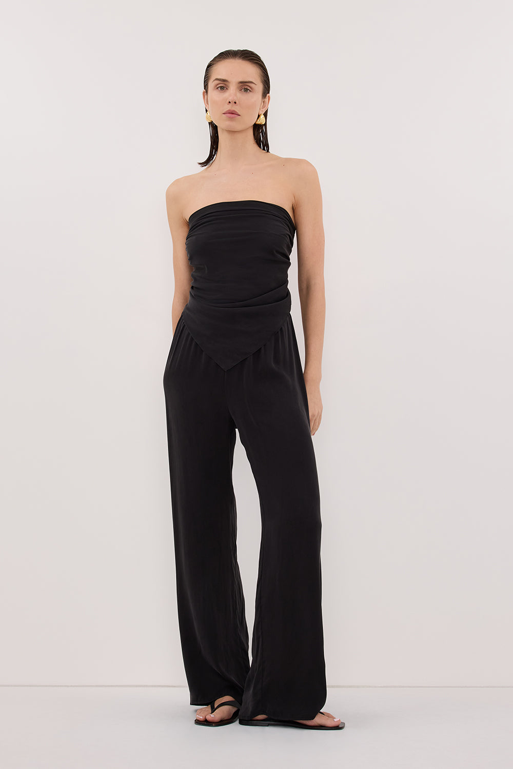 PERCY BLACK SILK SCARF TOP – DISSH