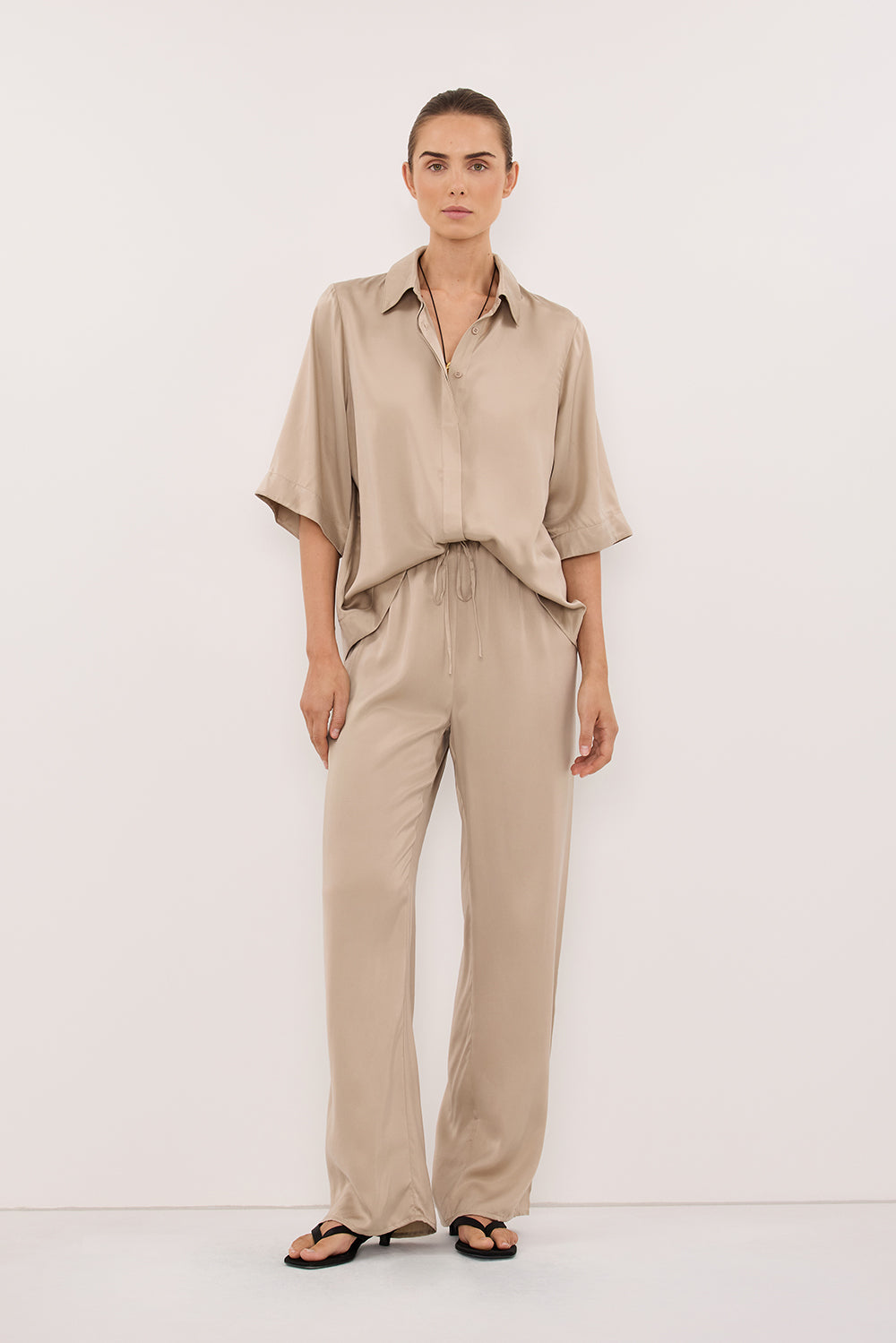 slim fit dress slacks CLEMENZA SILK SHIRTDRESS