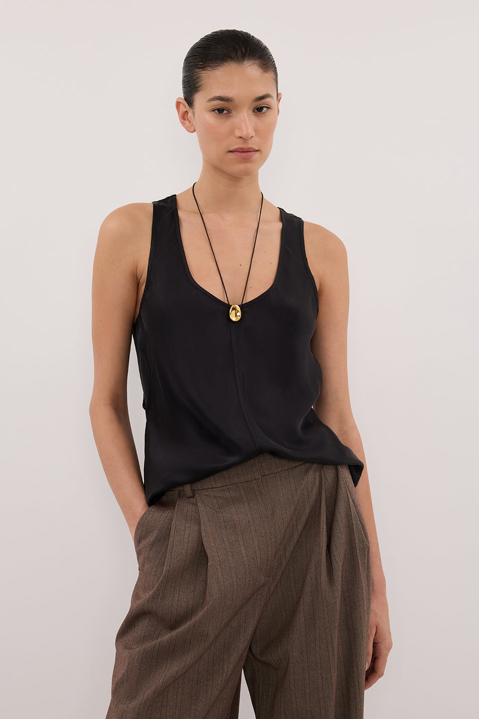 COLETTE BLACK SILK CAMI TOP