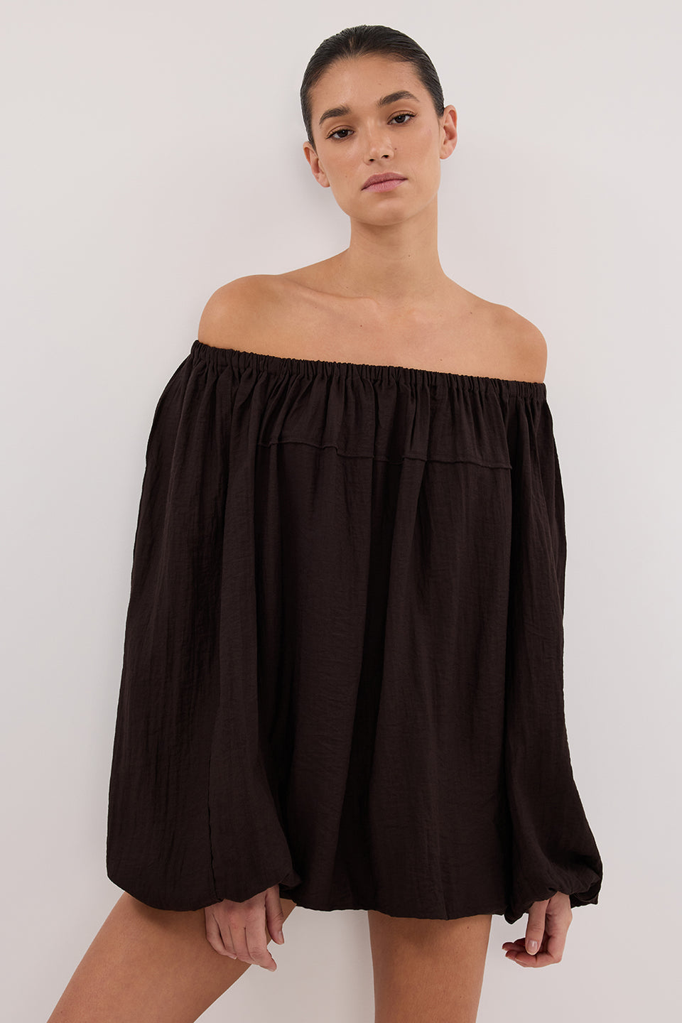 SHANIYA BITTER CHOC LONG SLEEVE TOP