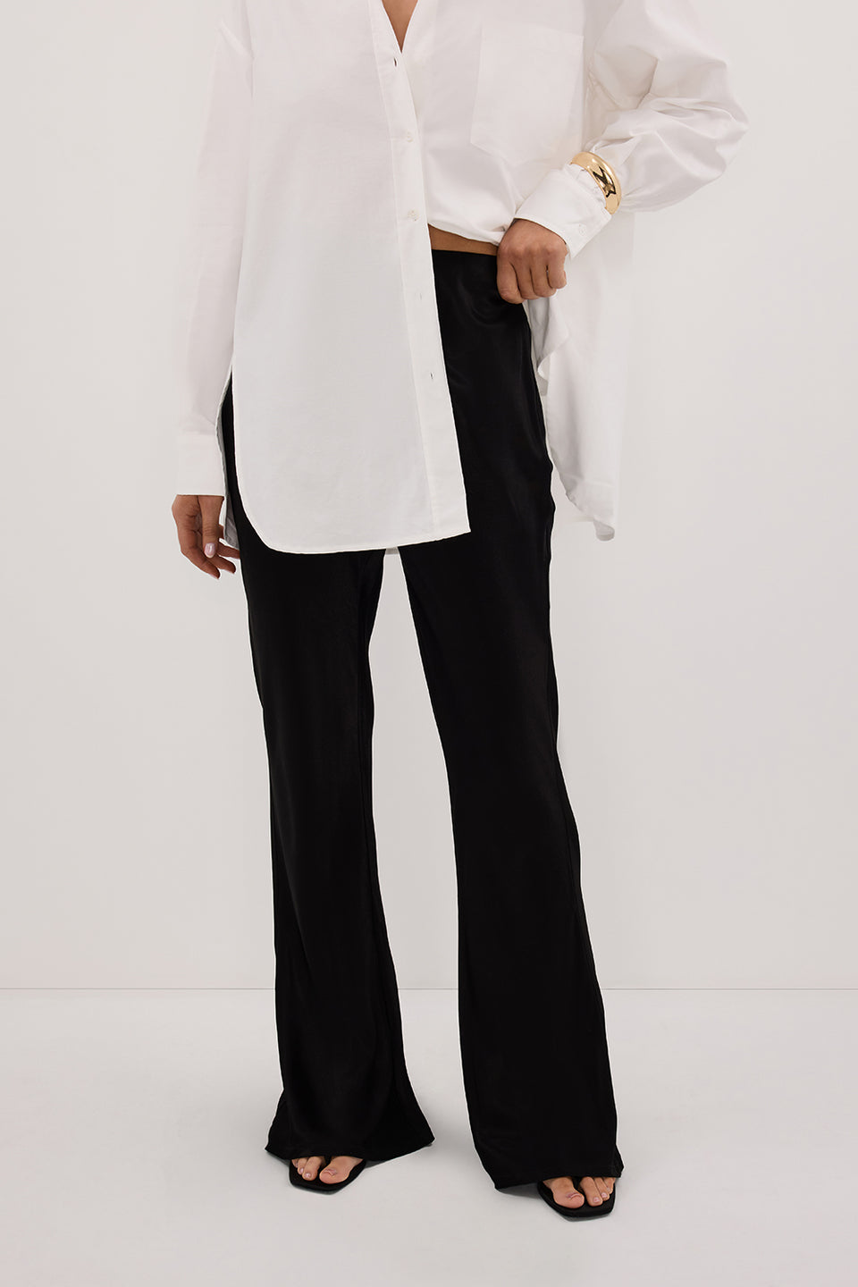 NIKKI BLACK SATIN BIAS PANT