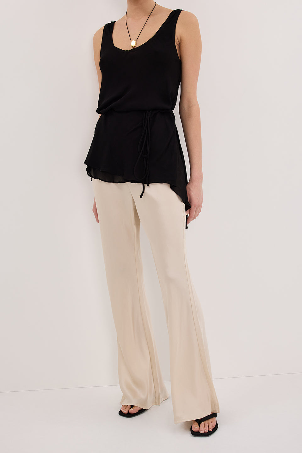 KYRA SANDSTONE SILK BIAS PANTS