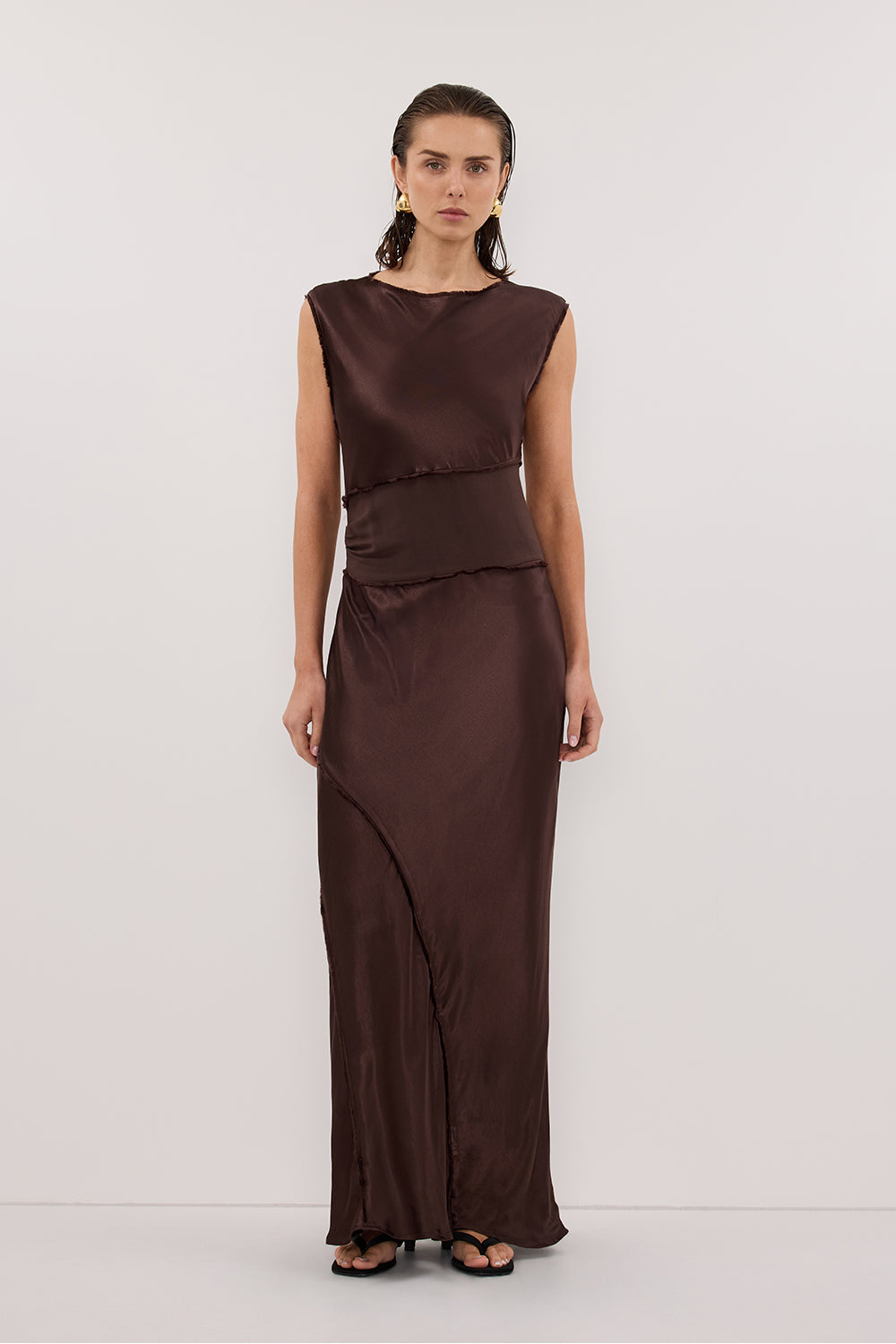 MONICA BITTER CHOC SATIN MIDI DRESS DISSH MONICA BITTER CHOC SATIN MIDI DRESS DISSH