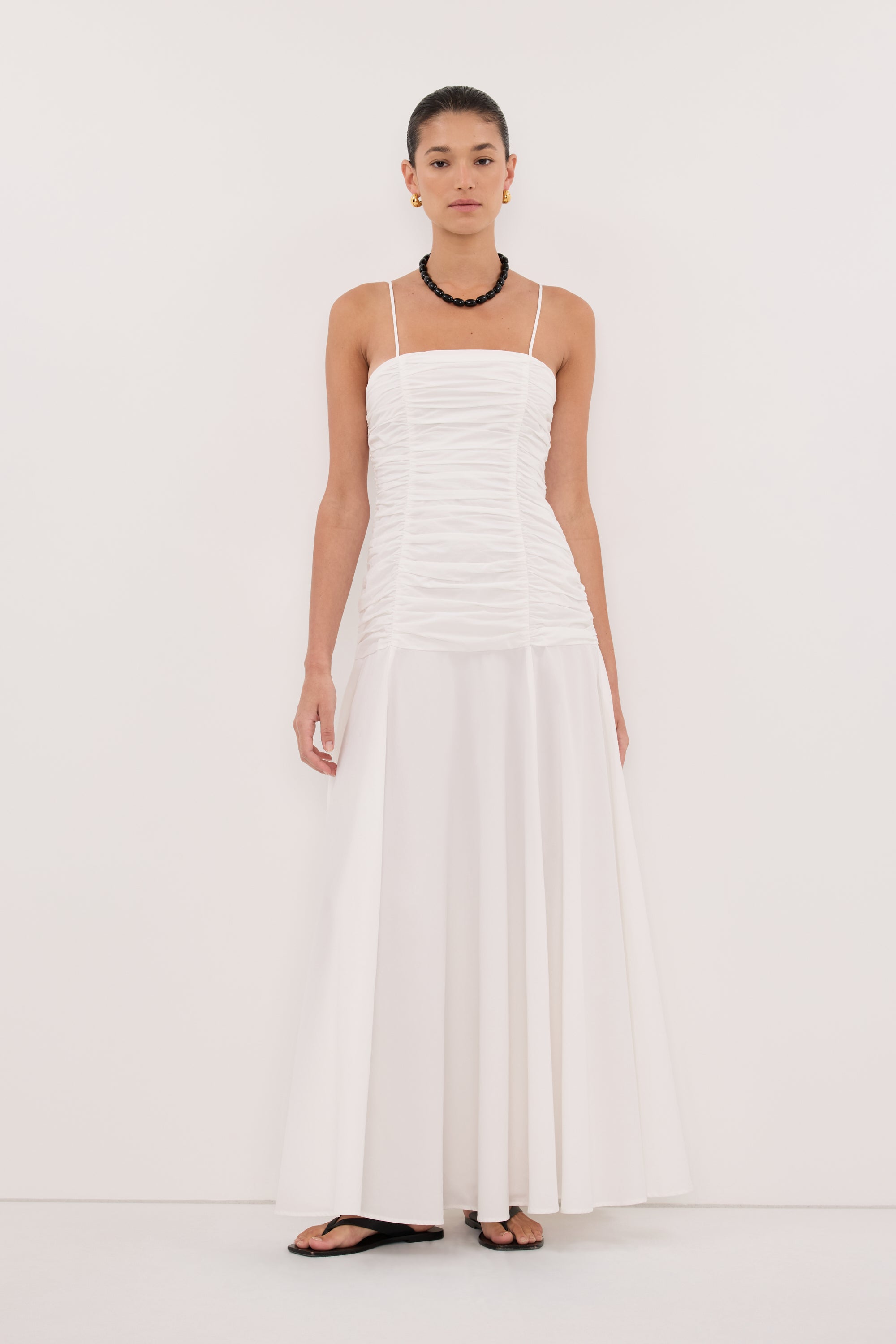 Cara Sleeveless Cotton Midi Dress in White by Dissh Cara Sleeveless Cotton Midi Dress in White by Dissh