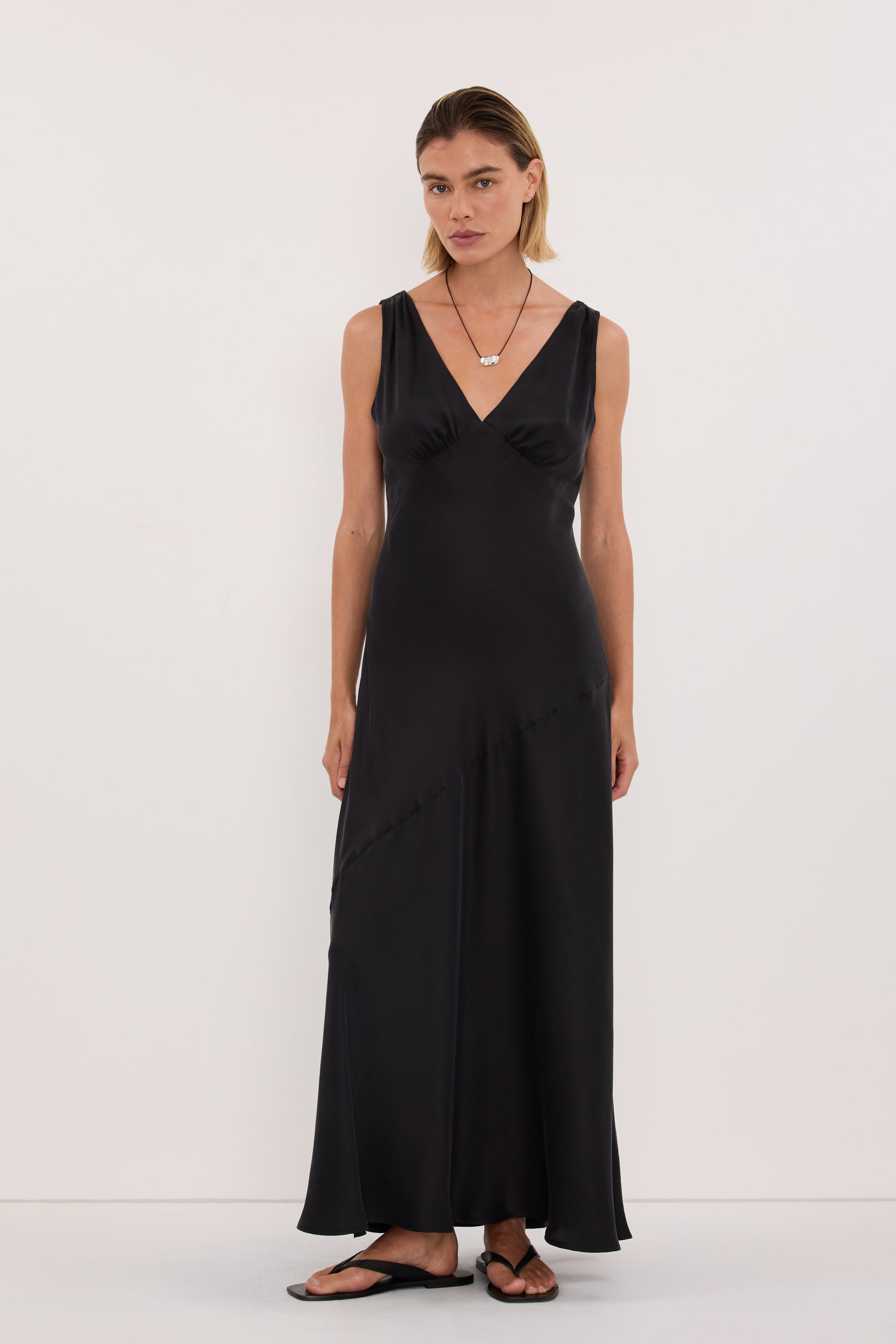Mila Silk Sleeveless Midi Dress in Black By DISSH Mila Silk Sleeveless Midi Dress in Black By DISSH