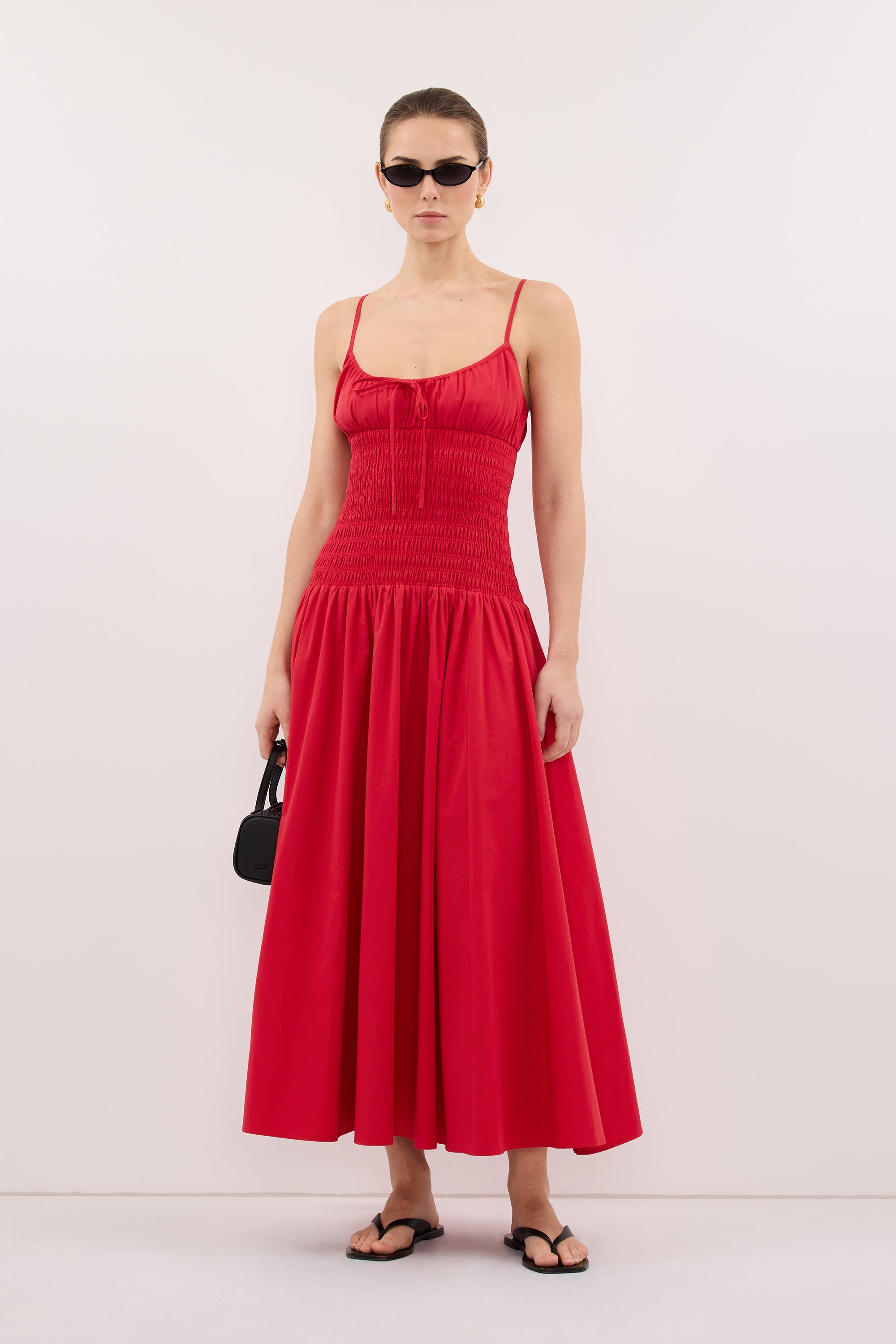 red cotton dress PALOMA MIDI Color:Floral Multi HOMEYEE Women's Elegant Chic It is out of maxi dress Handmade gift