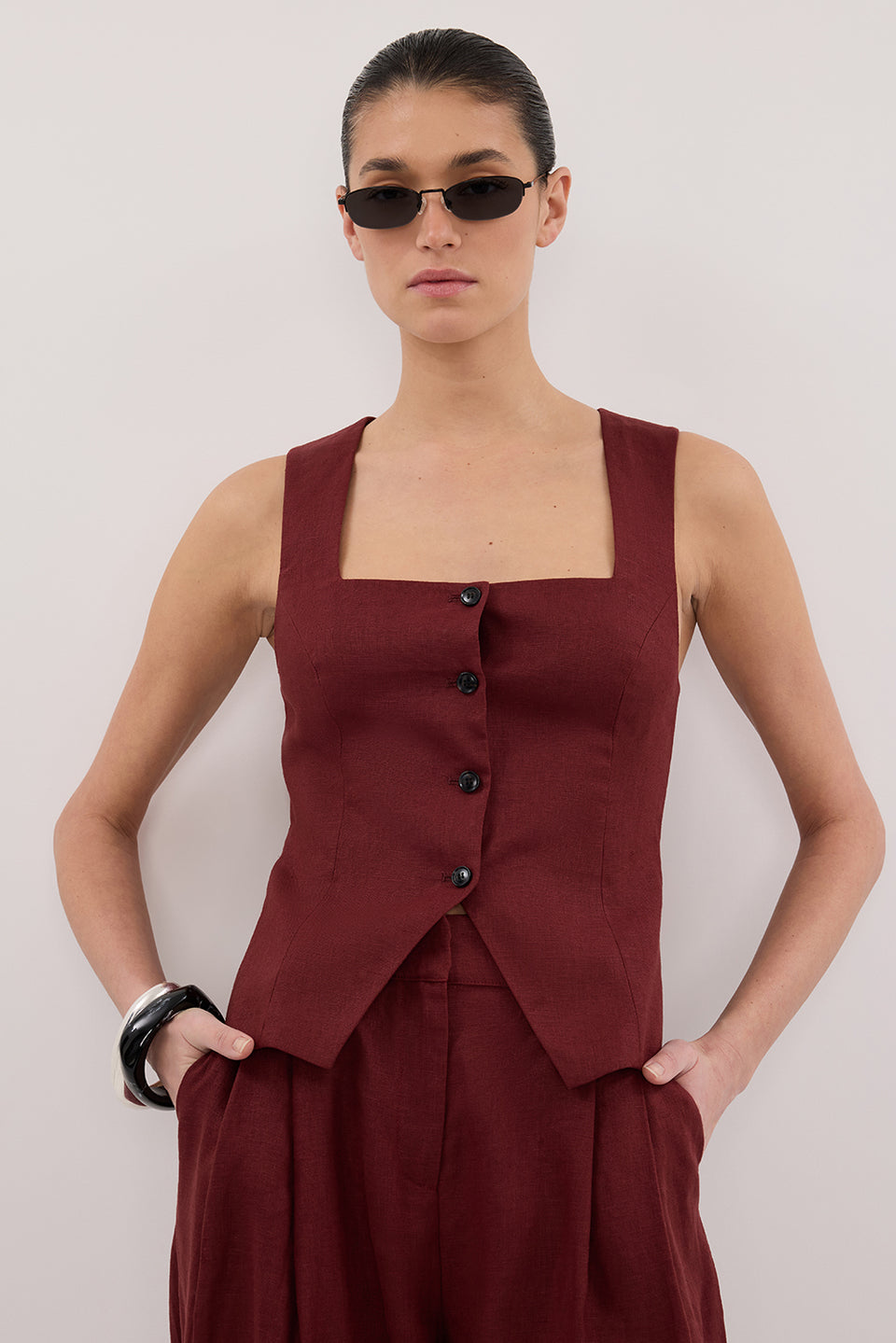 FRAN SAHARA LINEN VEST