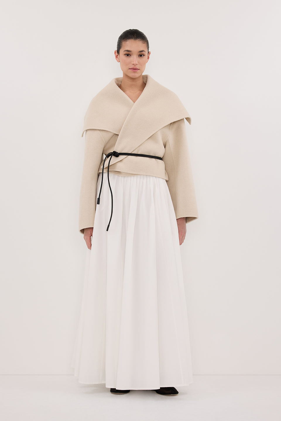 LUCIA BONE CROPPED WOOL BLEND TRENCH COAT