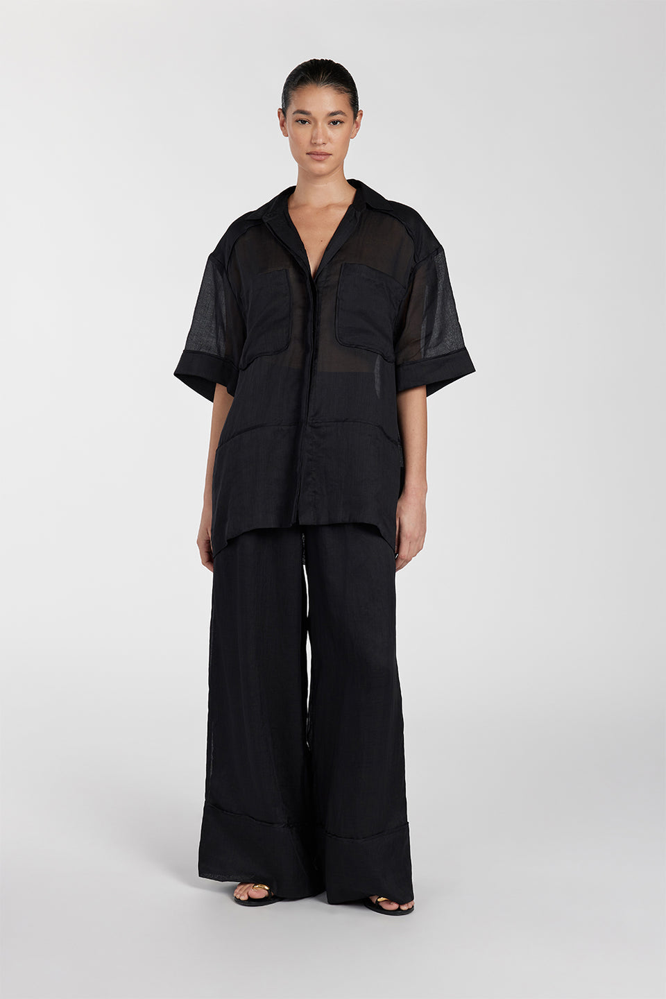 KAI BLACK RAMIE RESORT SHIRT