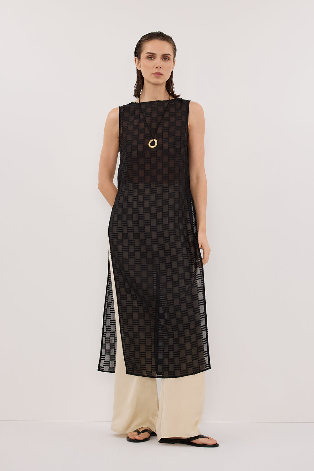 Elba Sheer Tunic Top in Black By DISSH