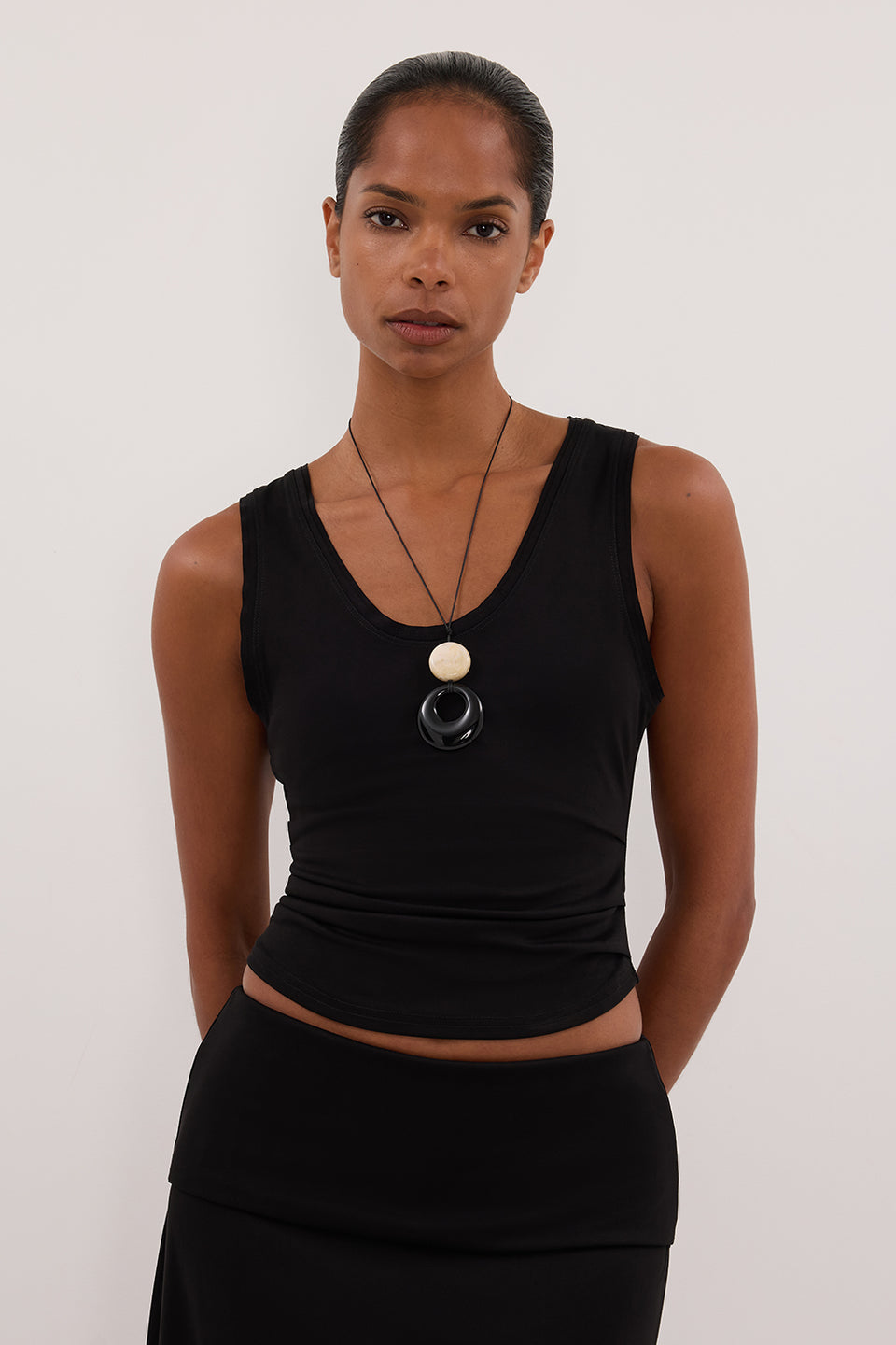 JULIE BLACK MODAL BLEND SLEEVELESS TANK