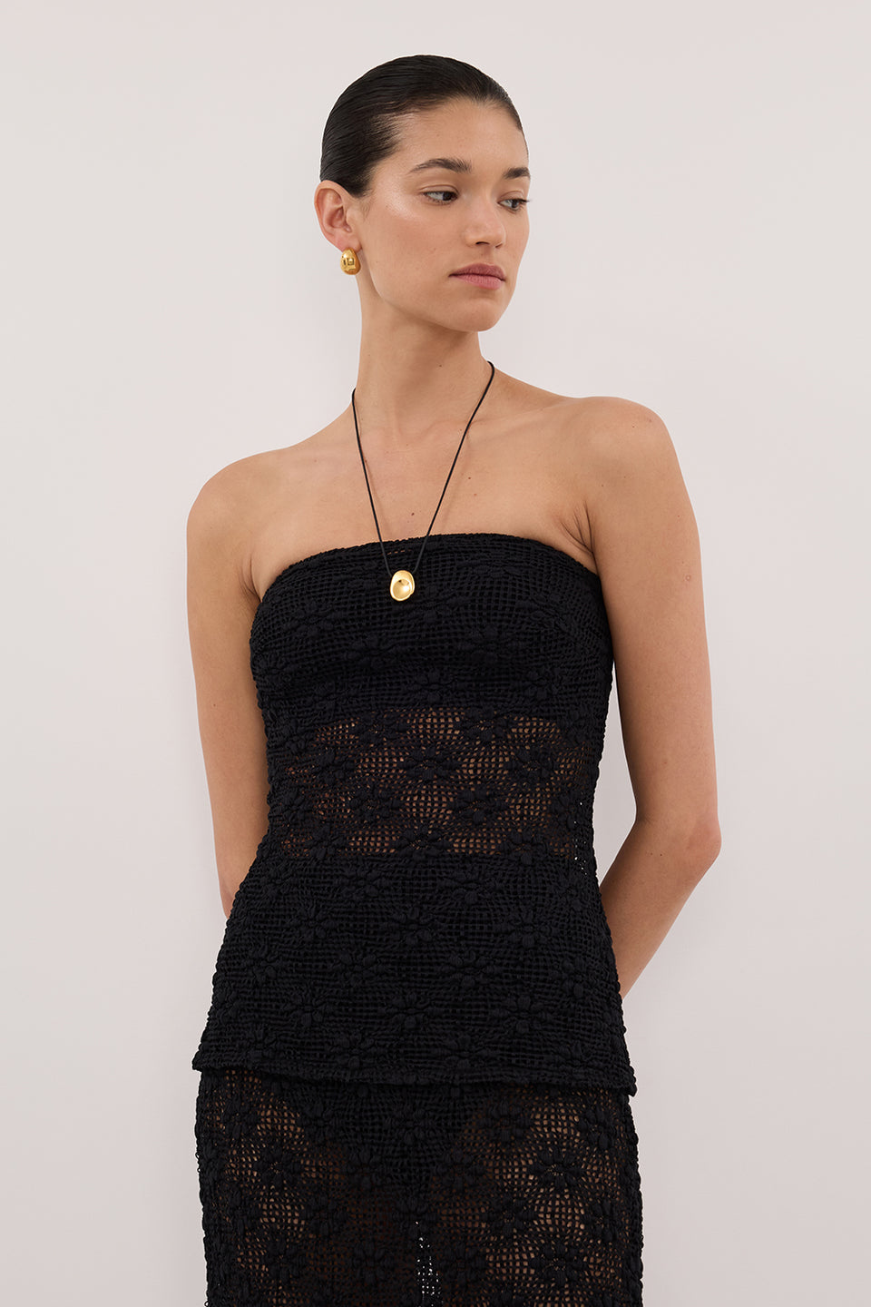 AGNES BLACK CROCHET BANDEAU TOP