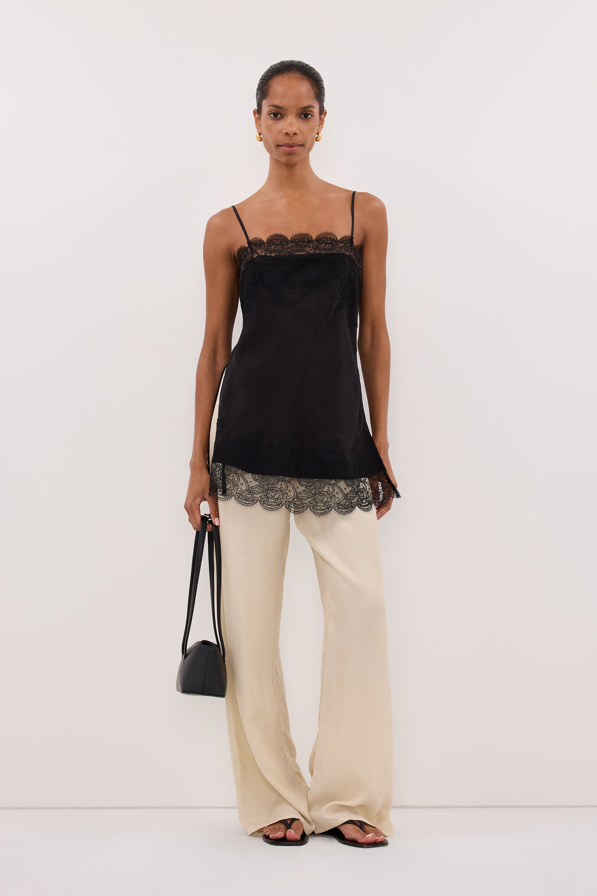 MINA BLACK CUPRO LACE TOP – DISSH