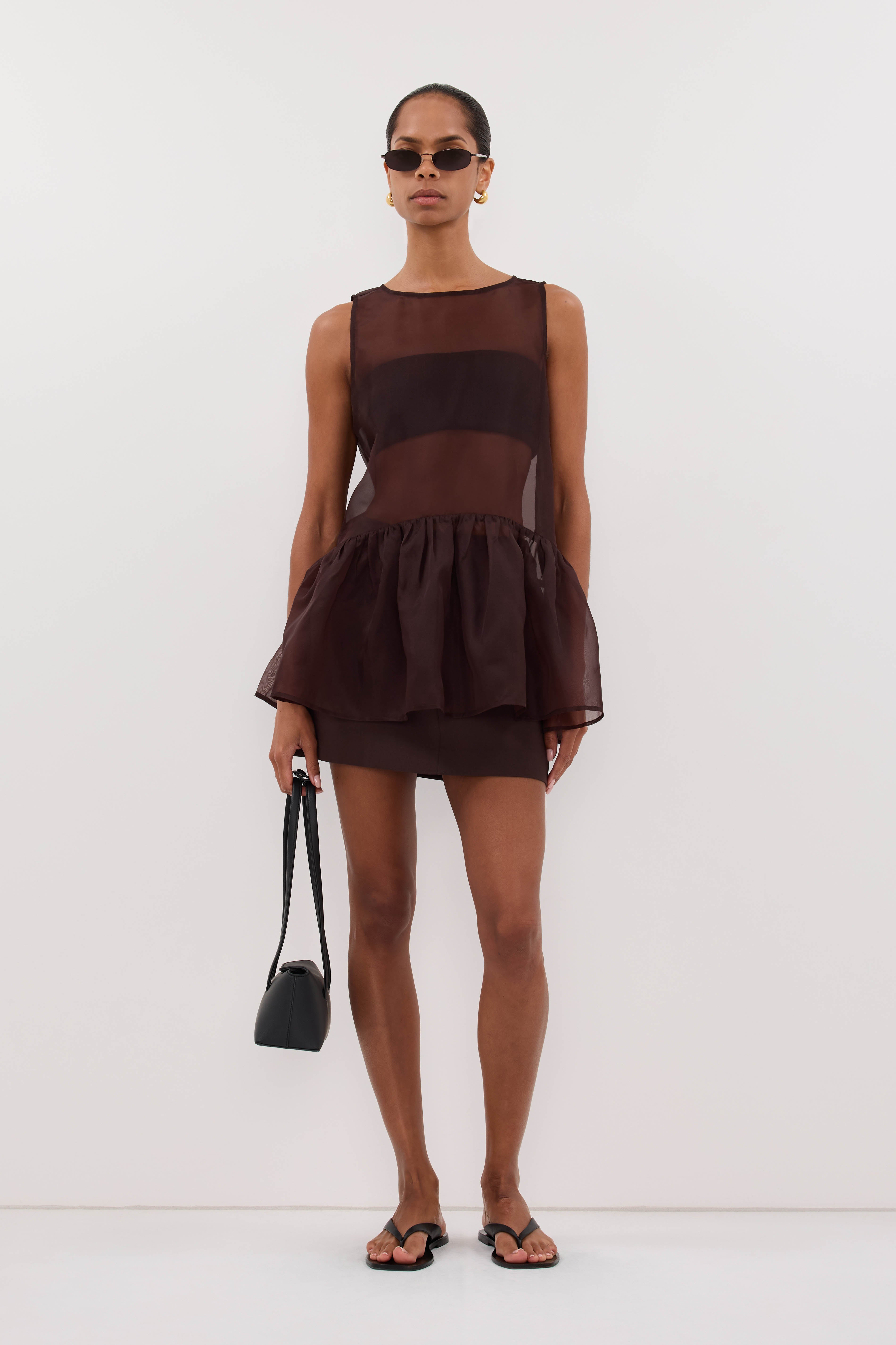 SIAN DK CHOC ORGANZA DROP WAIST TOP – DISSH