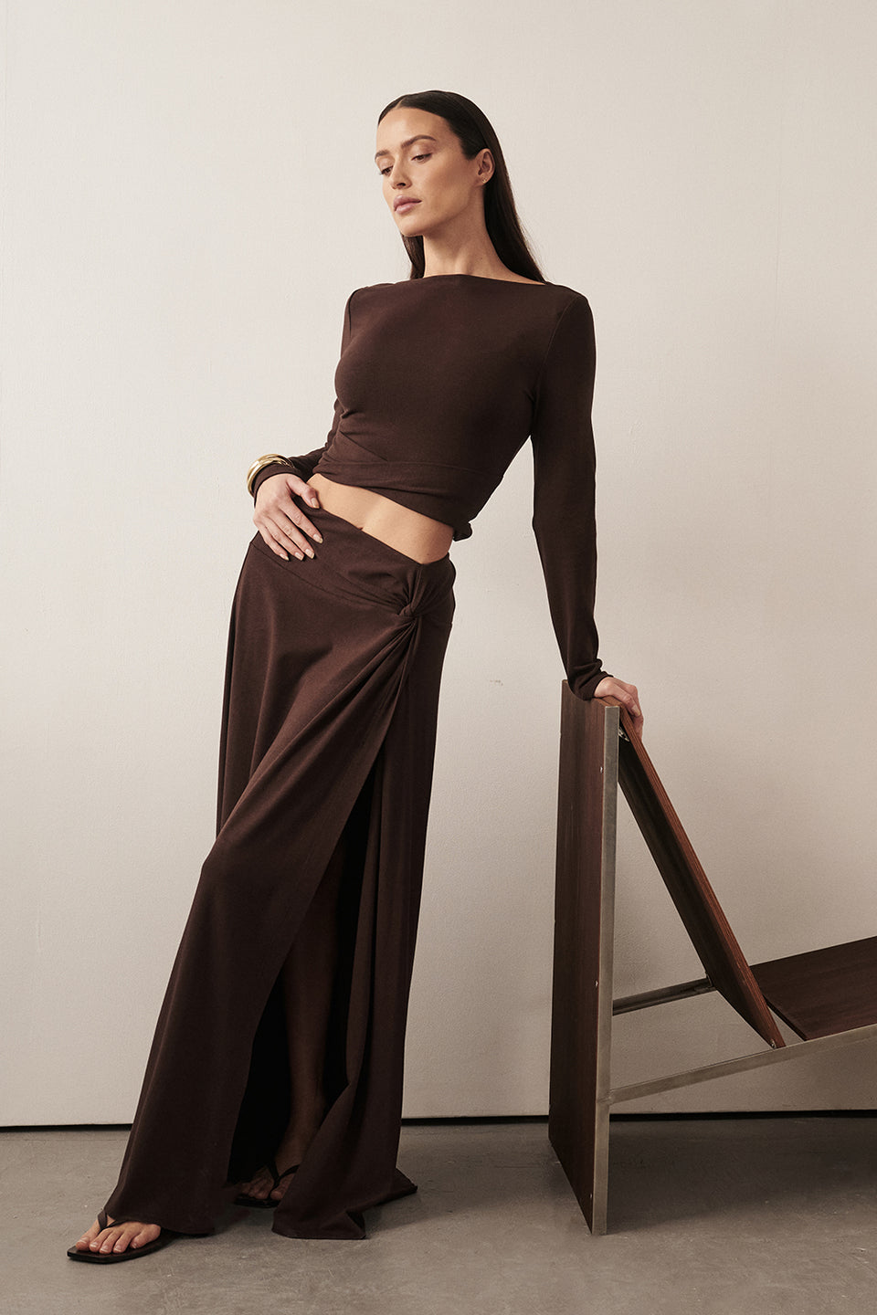 HADLEY CHOC TWIST MIDI SKIRT