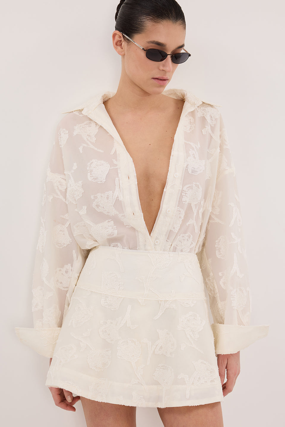 AZALEA OFF WHITE JACQUARD MINI SKIRT