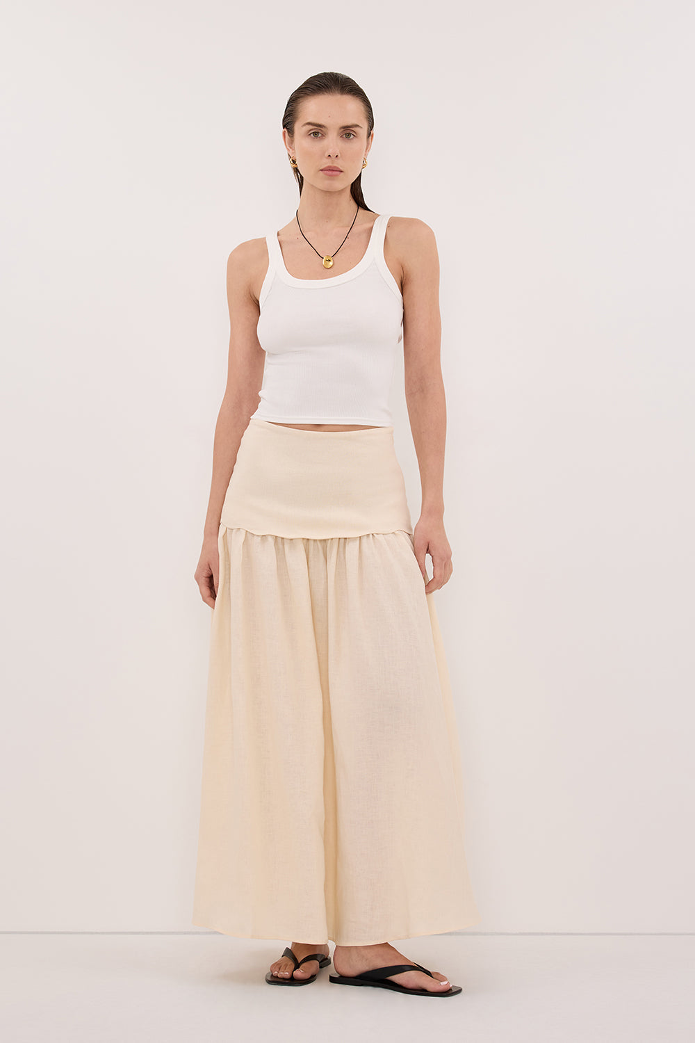 LELA SANDSTONE LINEN SKIRT – DISSH