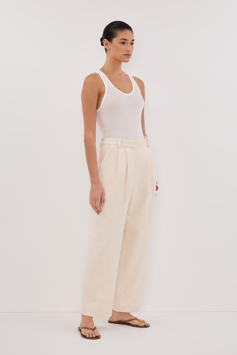 NIA NATURAL OPEN WEAVE PANT