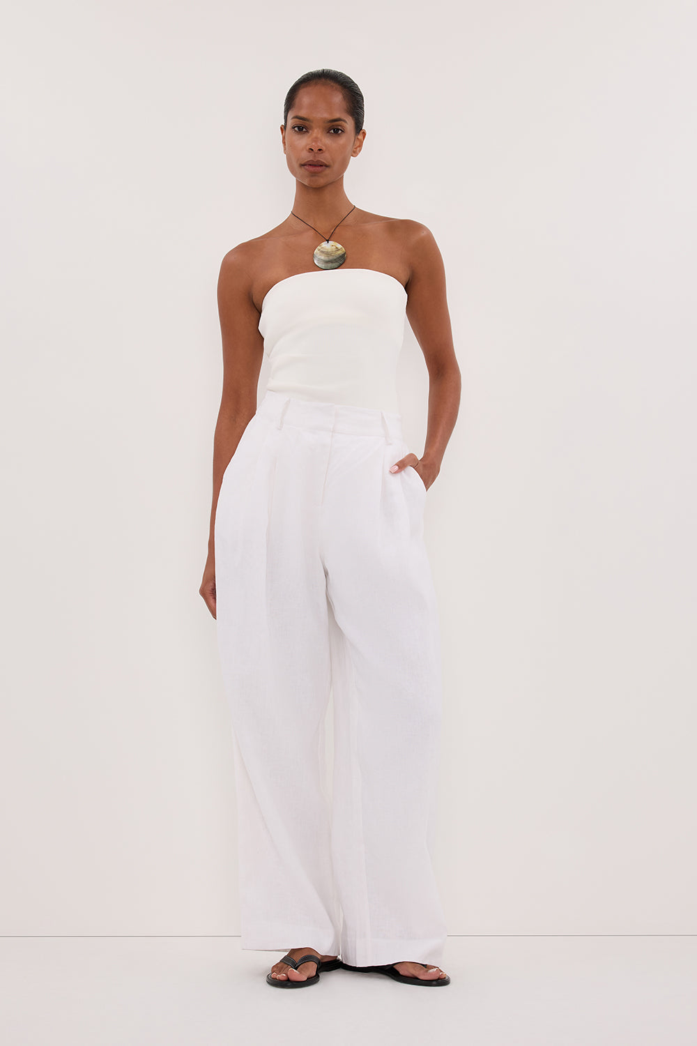 FRAN WHITE LINEN PANT – DISSH