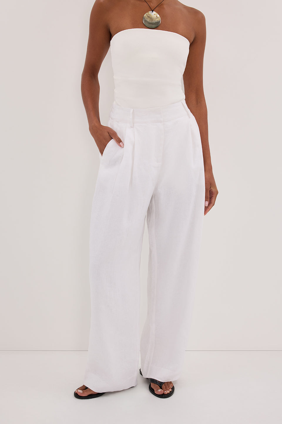 FRAN WHITE LINEN PANT