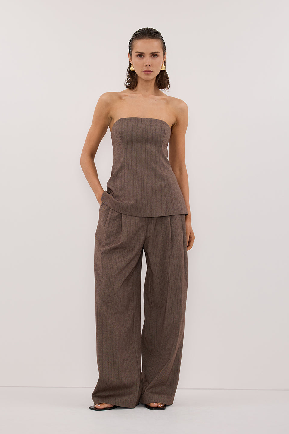HAILEY CHOC STRIPE RELAXED PANT