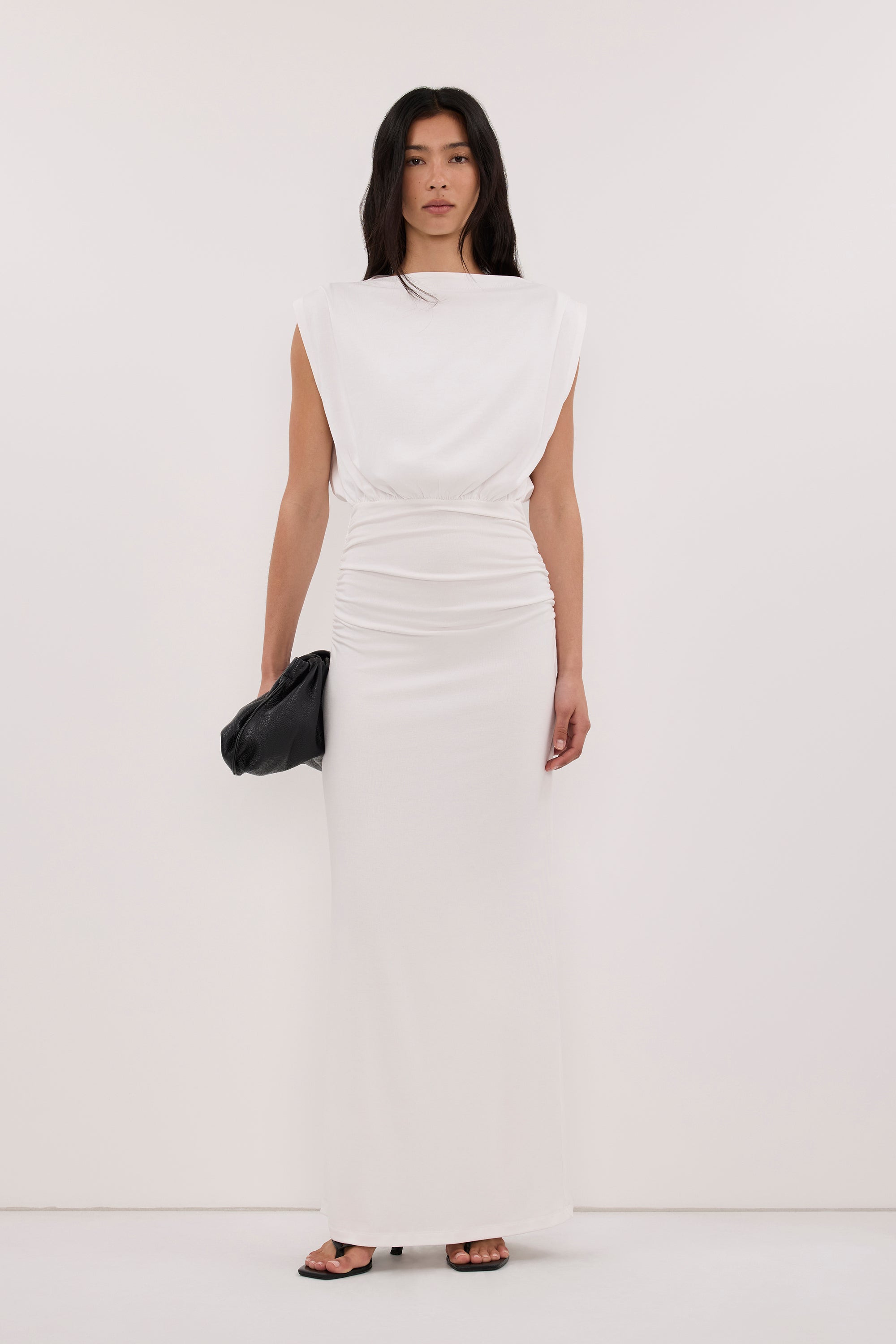 liora maxi dress WHITE SLEEVELESS – DISSH Size:3XL-4XL/ US 16-US 18 trotting women with an Fall_26 Curvy A-line Chiffon Informal