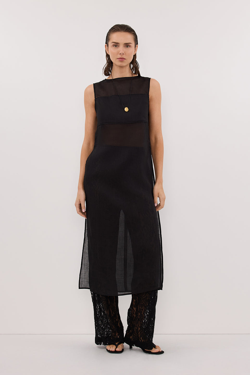 KAI BLACK RAMIE TUNIC TOP - PRE ORDER