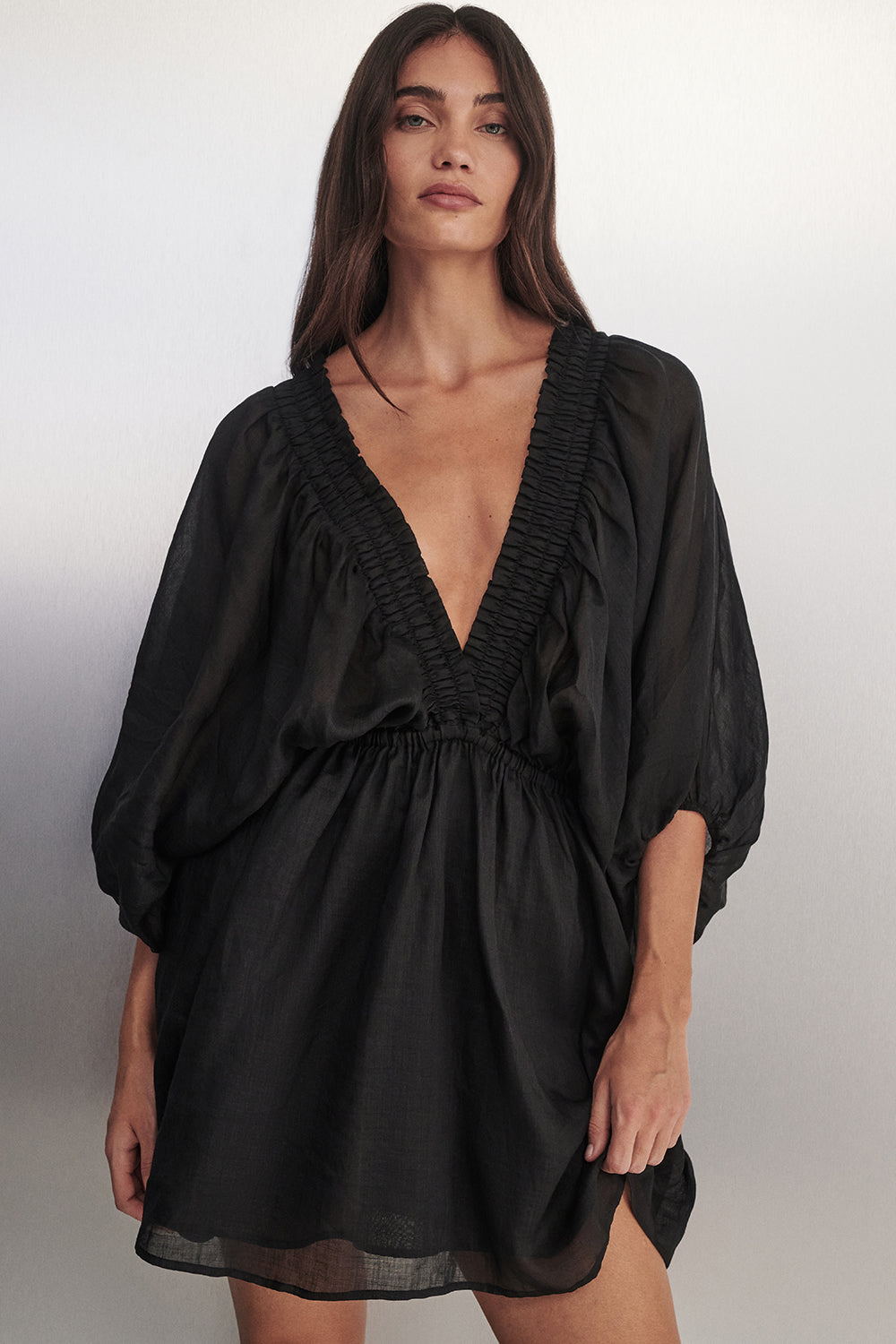 Brielle Ramie Mini Dress in Black By DISSH