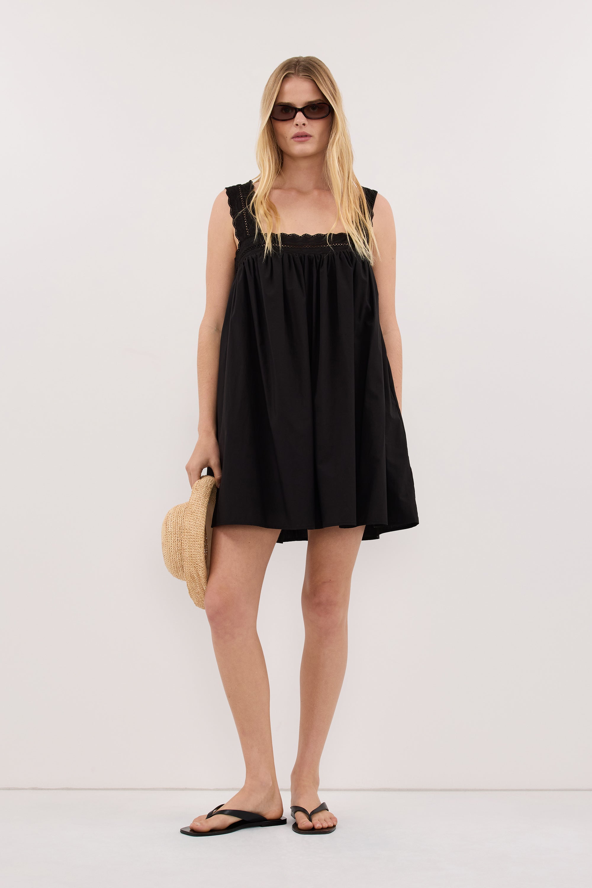 Miranda Lace Trim Mini Dress in Black By DISSH