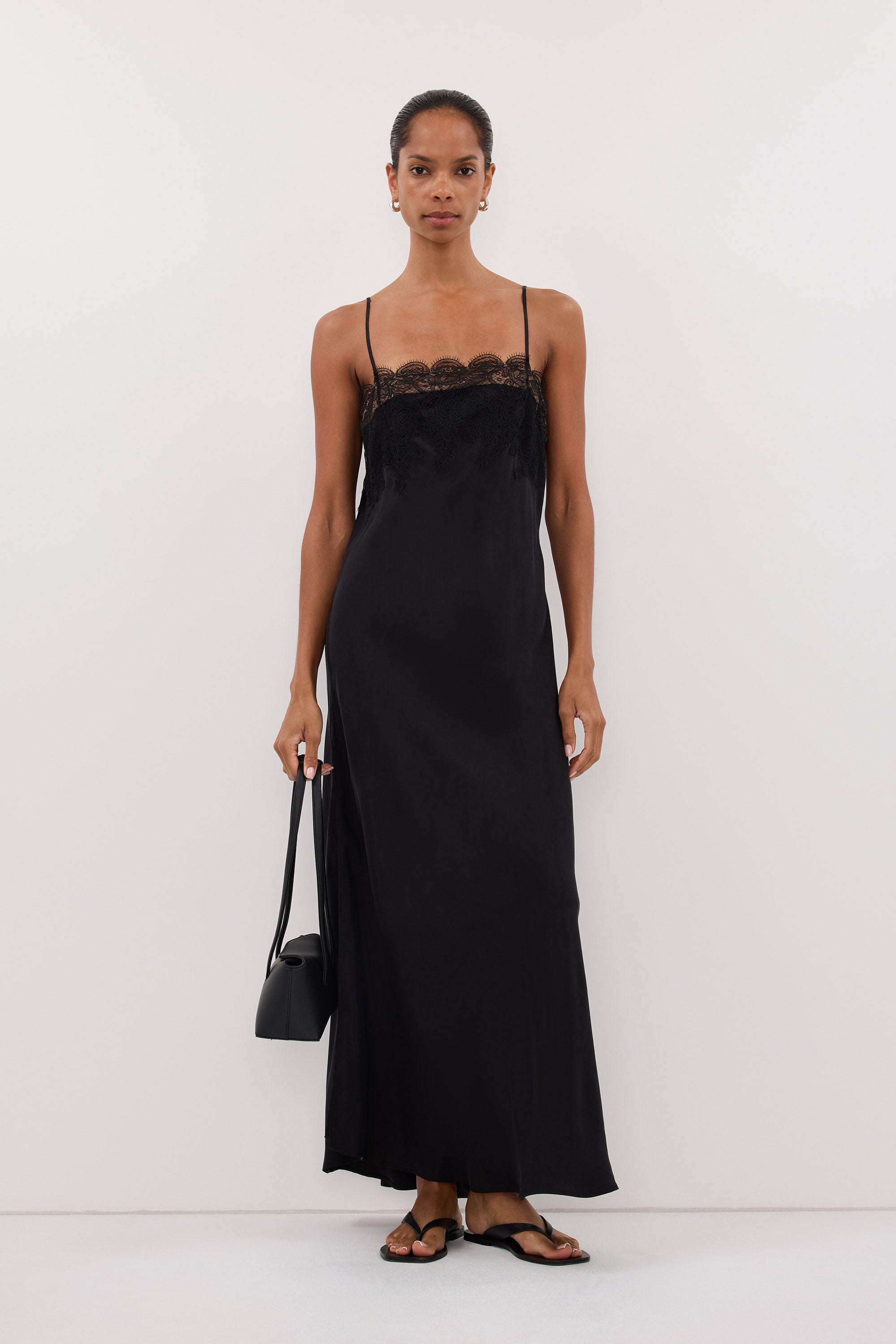 black lace trim dress Mina Cupro in By DISSH Little Black Petite Black while the regular fit Coats Size:29